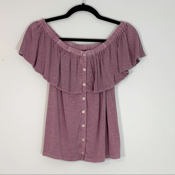American Eagle Outfitters Tops - AEO Soft & Sexy Slub Off the Shoulder Purple Top